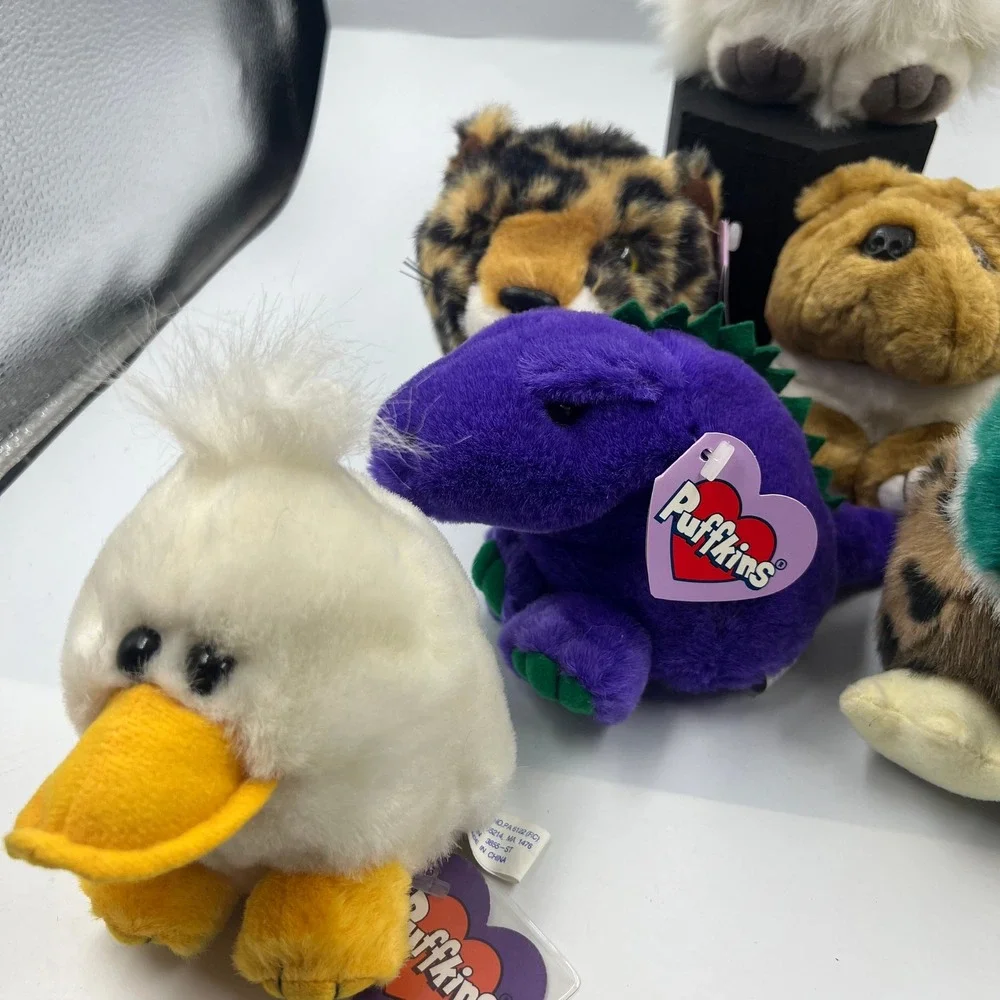 Vintage SWIBCO Puffkins Plush Lot of 8 Assorted Animals Birds with Tags 1990s